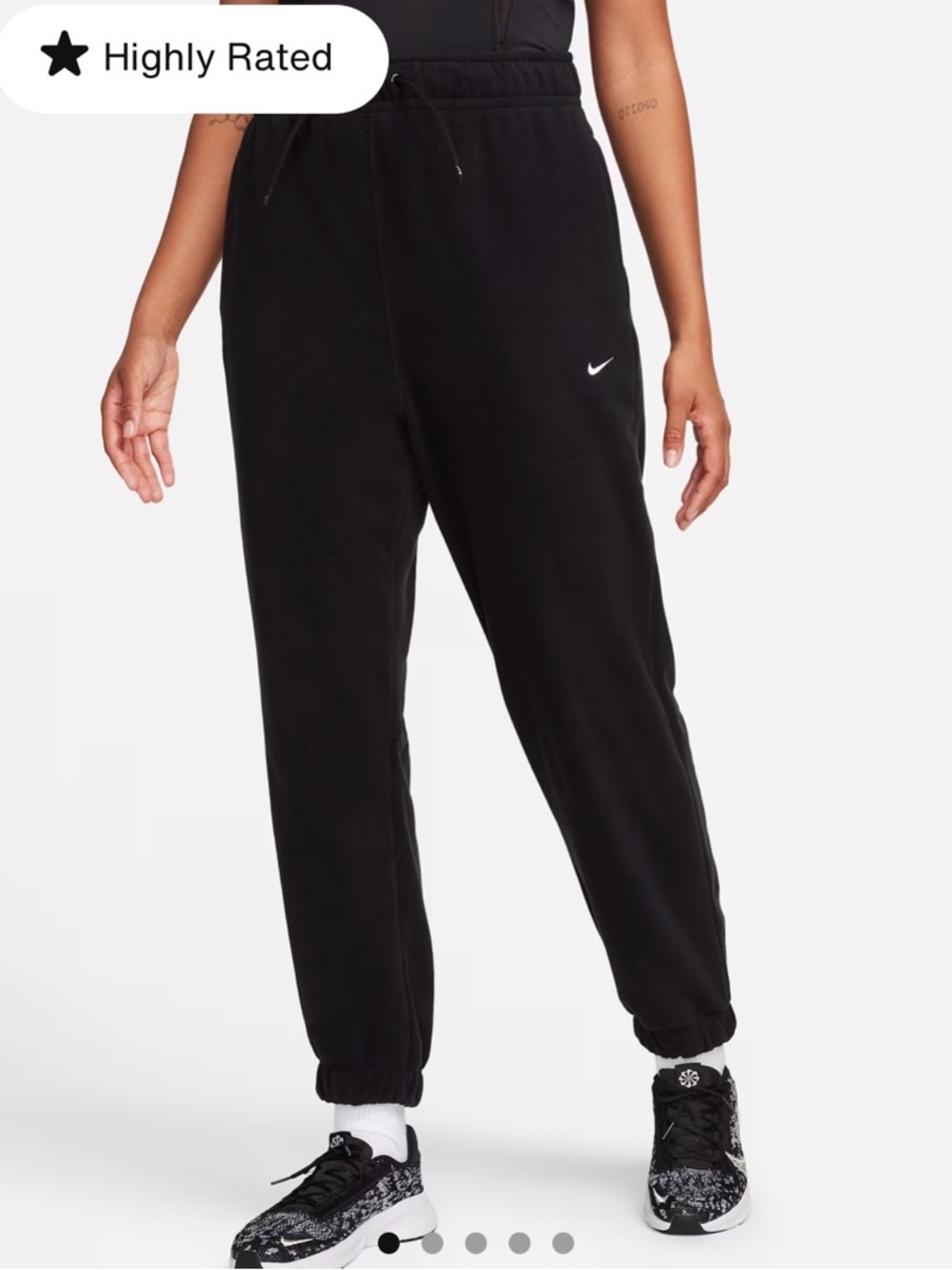 Nike Black Women's Fleece Joggers with White Swoosh